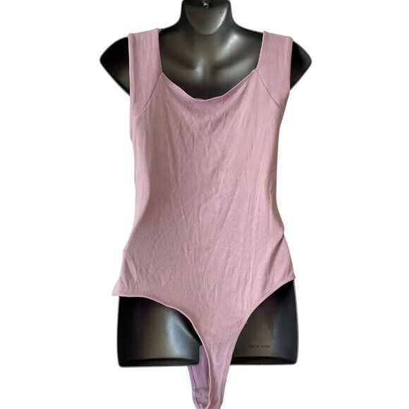 Elodie Women's Lavender Tie-Front Bodysuit Blouse Size L Casual Spring - Picture 2 of 6